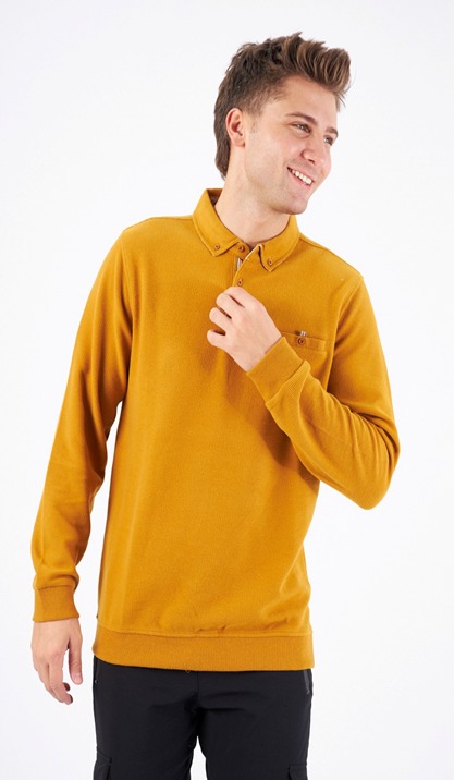 Oversize Polo Long Sleeve Mustard Sweat