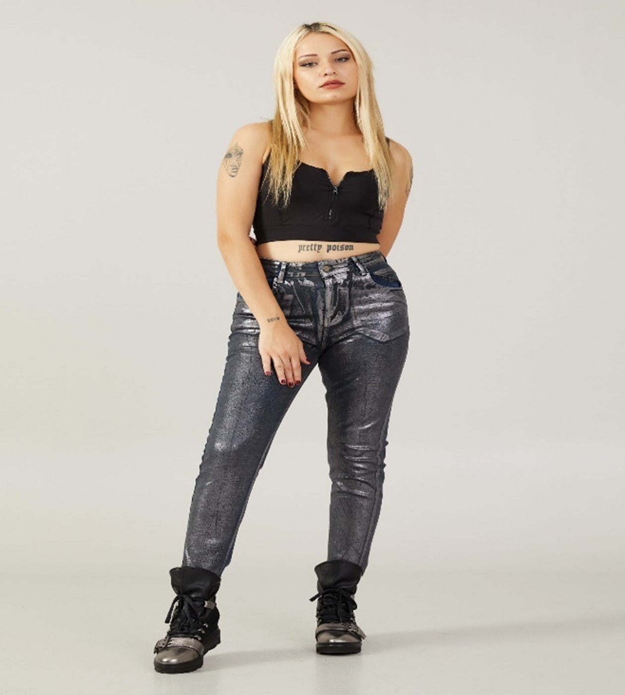 Silver Foil Coated Denim