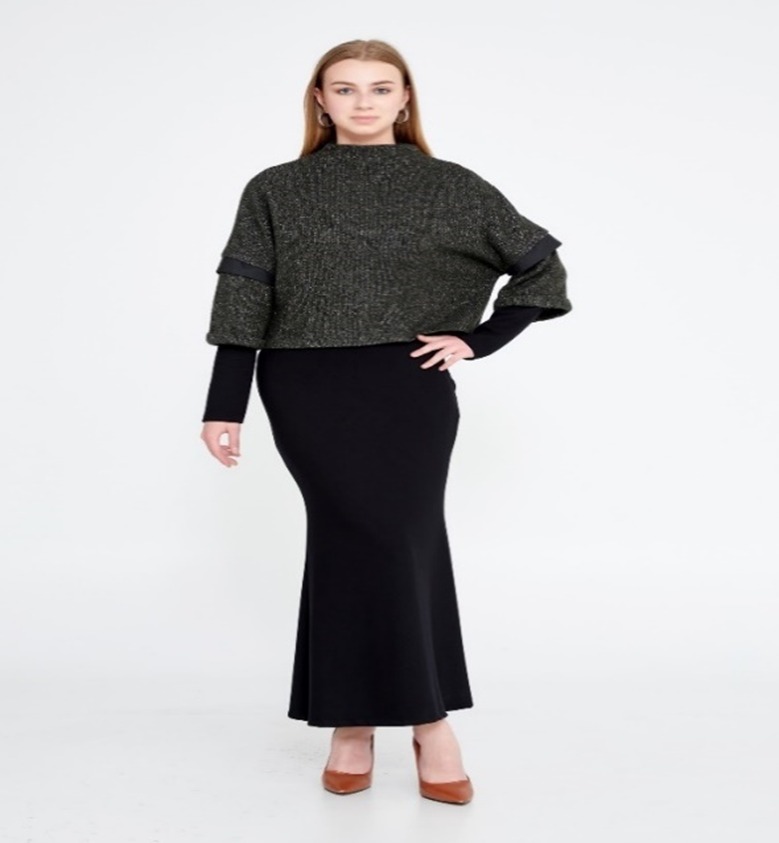 Jersey Long Dress With Knitted Top