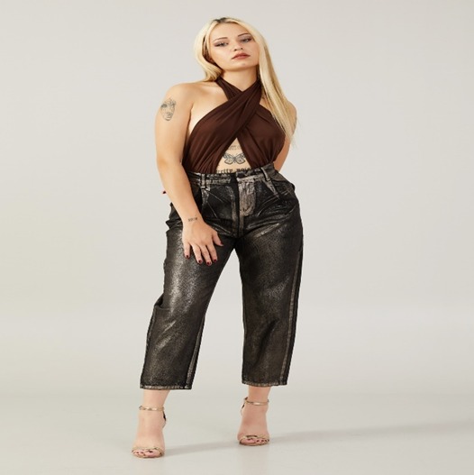 Gold Foil  Coated  Denim