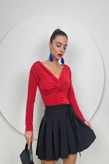 Woman Red Body Crop Top