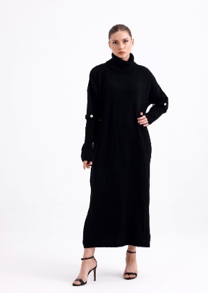 Long Maxi  Oversize Dress With Button Sleeve